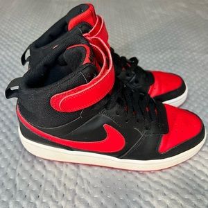 Nike Court Borough Mid 2  "Bred" Boys Youth  6Y Black Red Sneakers CD7782-003